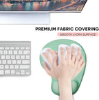 JIKIOU Mouse Pad, 2 Pack Ergonomic Mouse Pads with Comfortable Gel Wrist Rest Support and Smooth Cloth, Non-Slip PU Base for Easy Typing Pain Relief Durable and Easy to Clean Small Pastel Green