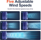 Blows Cold Air Portable Handheld Fan with Stand & Lanyard, 5000mAh USB-C Rechargeable Battery, 12H/5-Speed LED Display Mini Fan for Travel Beach Cruise Concerts Outdoor Events(Blue)