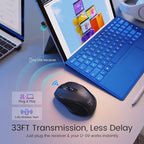Wireless Mouse, D-09 Computer Mouse USB Cordless Mice for Laptop, Ergo Grips, Lightspeed 5-Level 2400 DPI, 16 Months Battery, Portable for PC Mac Chromebook (Black)