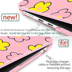 TWOLSKOO Compatible with M4 MacBook Air 13.6 inch Case 2025-2022 Release M4 A3240 M3 A3113 M2 A2681, Plastic Hard Shell & Keyboard Cover & Type C Adapter & Screen Protector, Cute Pink Flowers