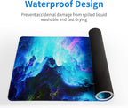 Dazzling Galaxy Gaming Mouse Pad 31.5x11.8 Inch Blue Purple Galaxy Nebula Universe Space Large Mousepad Non-Slip Rubber Base Stitched Edges Keyboard Mouse Mat Desk Pad for Office Home and Game