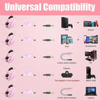 BENGOO G9000 Professional Gaming Headset for PS4, PC, Xbox One Controller, Noise Cancelling Over Ear Headphones with Mic, LED Light, Bass Surround, Soft Memory Earmuffs for Laptop Nintendo - Pink