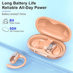 Open Ear Headphones, Bluetooth 5.4 Earbuds, 50H, Air Conduction Ear buds, HD Stereo Bass Over Ear Earphones with Earhooks, Ultra-Comfort Secure Fit, IPX7 Waterproof Headset for Working Sports, Orange