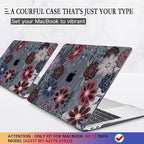 CISSOOK Case for MacBook Air 13 inch M1 Chip A2337 A2179 A1932 2021-2018 Release, Protective Black Shell with Keyboard Skin + Screen Protector for MacBook Air 13-inch with Touch ID, Texture Flowers
