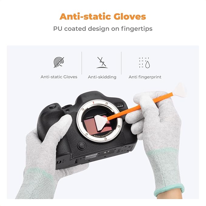 K&F Concept APS-C Sensor Cleaning Kit, Digital Camera Lens Cleaner - 20ml Cleaner, Gloves & 10 X 16mm Double-Tipped Swabs for APS-C Type CMOS & CCD Sensors