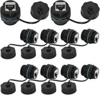 10PCS Panel Mounting Shielded CAT6 RJ45 Waterproof Connector Cat5/5e/6 8P8C Ethernet LAN Cable Coupler Double Head Adapter with Waterproof/Dust Cap
