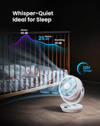 Fan for Bedroom, 13" Air Circulator Fans with Remote, 120°Vertical Manual +90°Oscillating Desk fan, 60ft Powerful Airflow, Portable Fan With 4 Speeds, 4 Modes, 12H Timer, 25dB Quiet Smallfan (White)