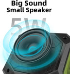 Portable Bluetooth Speaker with IPX7 Waterproof 5W Small Wireless Speakers with TWS Pairing,TF Card/AUX,12 Hours Playtime for Outdoor,Camping,Bathroom,Travel,Beach Use,Gift Ideas