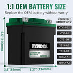 TYKOOL YTX14AH-BS-STD, LiFePO4 Lithium Motorcycle Battery,12.8V 7Ah,420CCA,5X Longer Life,Digital Readout, Powersports Battery,Fits for ATV, UTV, Scooter, Snow mobile,Polarity:[+ -]