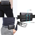 Phone Holster for Samsung Galaxy S25 S24 S23 S22 S21 Ultra S20 FE S10 S9+ S8+ Note 20 A12 A32 A52 A02S A11 A21 A51 PU Leather Cell Phone Pouch with Belt Clip Loop Card Holder,Black