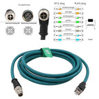 Ethernet Cable for Basler Cognex Keyence Datalogic Microscan Sick Machine Vision Sensor Network Industrial Switch, M12 8-Pin X-Coded to RJ45, CAT7 High-Speed, 40m