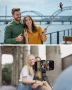 Viozon Portable Selfie Stick, Lightweight Extendable Stainless Steel Tube,All-in-One Compact Selfie Stick with Wireless Remote Compatible with 4-7" iPhone/Android Phones for Vlog/Travel/Filming, Black
