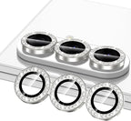 for Samsung Galaxy Z Fold 7 Camera Lens Protector, Individual Metal Ring Tempered Glass Lens Cover, [Strong Adsorption] Scratch Resistant Ultra-Thin HD Clear Lens Cover, 1 Set-Slivery Diamond