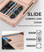 for Samsung Galaxy Z Fold 6 Case with Card Holder & S Pen Holder & Screen Protector & Slide Camera Protection & Hinge Protection, Shockproof Wallet Phone Case for Z Fold 6 5G 2024, Rose Gold