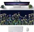 Weeds Flowers Large Mouse Pad,Gaming Keyboard Desk Pad,Extended Mouse Mat Non-Slip Rubber Base with Stitched Edges for Office Game Home XXL 35.4"x15.7"