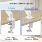 Suptek Single Monitor Mount,Ultrawide Monitor Arm Mount Single Desk Mount for 17 to 43 inch Curved Screen,Holds 28.6 lbs,Pneumatic Height,75/100 Vesa Mount,White(MD71MW)