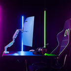 AVLT RGB Lights Single 17”-49” Gaming Monitor Arm Desk Mount, Fits One Flat/Curved/Ultrawide Screen up to 44lbs(20kg), Height Swivel Tilt Adjustable Stand - White