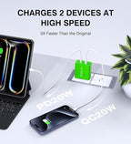 2 Pack 50W USB C Fast Charger Block,5-Port Type C Wall Charger Brick,2 USB A & 3 USB C PD3.0 Power Adapter Multiport Charging Plug Box for iPhone 12/13/14/15/16,Pad Mini/Pro, Cellphones(Green)