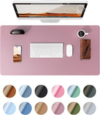 YSAGi Leather Desk Protector, Office Mat, Large Mouse Mat, Non-Slip PU Leather Blotter, Laptop Desk Pad, Waterproof Writing Pad for Office and Home (Pale Mauve, 23.6" x 13.8")