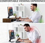 TAVR Dual Monitor Stand Riser, Computer Monitor Stands for 2 Monitors, Extra Long Multifunctional Desktop Organizer Riser for Computer, Laptop, PC, Printer, TV, Max 43.3" Length, Rustic Brown