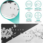 Black and White Mouse Pad 31.5 X 11.8 Inch Japanese Cherry Blossom Extended Large Mouse Mat Non-Slip Rubber Mousepad Stitched Edges Keyboard Mouse Mat Desk Pad for Office Home Game