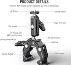NEEWER Super Clamp with 3" Dual Ballhead Magic Arm, Cold Shoe, 1/4" Threads, Phone/Action Camera Mount Adapter for Desk Tripod Tube Crossbar Gimbal Rods Compatible with SmallRig GoPro DJI, ST83