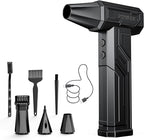 Electric Air Duster, 300000RPM 4-Gear Adjustable Compressed Air Duster with Light, Rechargeable Brushless Motor Air Blower for Keyboard, PC, Car, and Home Cleaning Reusable Replaces Compressed Air Can