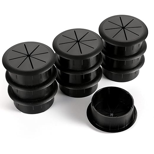 HYCC 10 Pack 2 Inch Flexible Desk Grommet,Organize Wires and Cables on Office Equipment, Computer Components, Entertainment Systems Effectively - Color: Black