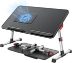 Laptop Desk for Bed with Cooling Fan, SAIJI Height & Angle Adjustable Laptop Stand for Bed, Lap Desk Tray Table, Lightweight Foldable Portable Computer Table for Couch Sofa Chair Floor Desk (Black)