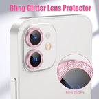 AGVEE 3+3 6 Pack for iPhone 12 Pro/12/12 Mini/11 Pro Max/11 Pro/11 Camera Lens Cover Protector, Diamond & Glitter Metal Ring 9H Tempered HD Glass Camera Protector, Bling-Pink