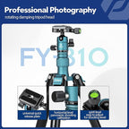 Fotopro Mini Tripod with Ball Head Phone Mount Detachable Selfie Stick Folded only 8.6" Max Load up to 6.6 lbs FY-810 Blue