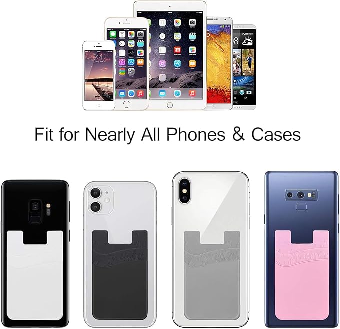 SS Phone Wallet, Phone Card holder for Phone Case Credit Card Holder Stick on, Navy Pastel Blue