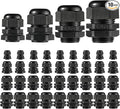 PENGLIN Cable Glands NPT Nylon Cable Connector, Strain Relief Cord Connector, IP68 Waterproof Adjustable Locknut(1/4" 1/2" 3/4" 1" Glands Combo (40Pack))