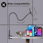 K-MT 【38.7inch/98cm】 Tablet Phone Holder Bed Gooseneck Mount, Mount Holder Clip with Grip Flexible Long Arm Compatible for ipad iPhone/Switch/Samsung Tabs/Kindle Fire HD K-MT(Black)
