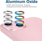 AGVEE 3+3 6 Pack for iPhone 15 6.1" / 15 Plus 6.7" Camera Lens Cover Protector, Metal Ring 9H Tempered HD Glass Camera Cover Protector Film, Silver