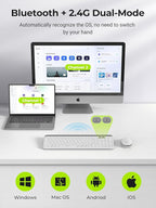seenda Bluetooth Keyboard and Mouse for iPad, CTU-301 Multi-Device Bluetooth + 2.4G Wireless Keyboard Mouse with Tablet Holder for MacBook/Windows Computer, iOS/Andriod Tablet Phone, White