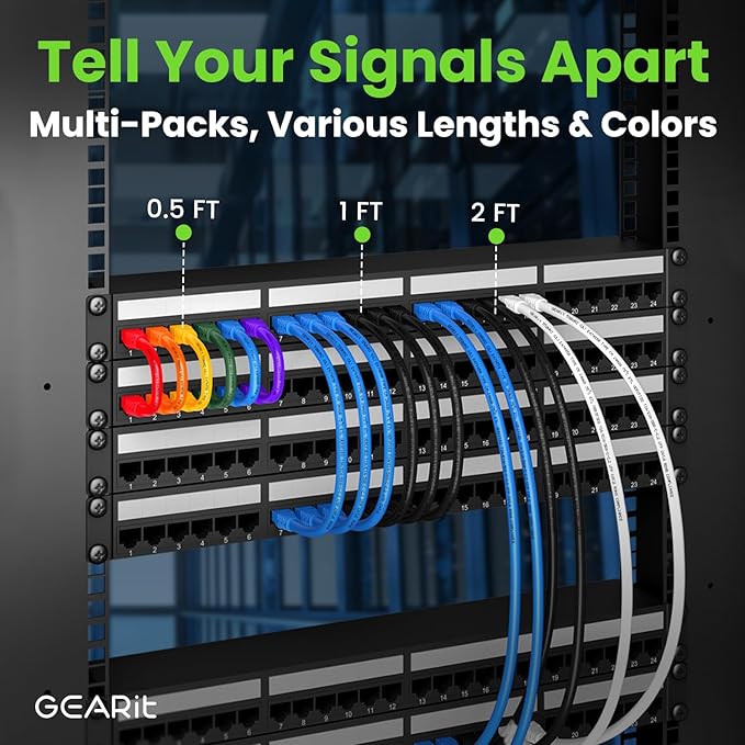 GEARit Cat 6 Ethernet Cable (1-Pack 5 Feet) Cat6 Network Patch, 10Gbps, RJ45, Snagless Cord, Gold-Plated Connectors, Internet for PC, TV, Tablet, Router, Printer, Servers, IT Data Center - Blue