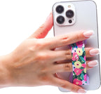 LOVEHANDLE PRO Premium Phone Grip - Silicone Phone Strap - Magnetic Phone Mount and Kickstand for Smartphone and Tablet - Camellias