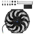 MuHize Radiator Cooling Fan - 12V 80W Universal Electric 10-Inch Fan Assembly with Bolt-On Kit, SAE Radiator Fans for Cars & SUVs (Black)