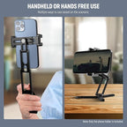 NEEWER Phone Tripod Mount with Cold Shoes, Metal Smartphone Adapter Compatible with iPhone, Multi Angle Tri Fold Cell Phone Holder, Handheld Grip for Streaming Vlog SP-04