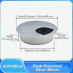 Desk Grommet 3-1/8" (80 mm), Desk Cord Hole Cover, Cable Grommet ABS Plastic, Desk Hole Grommet for Office and Home Table Cable, Detachable Cable Cord Organizer (Silver Sand 4 Pcs)