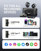 Wireless Lavalier Microphone for iPhone: 2PCS Mini Wireless Microphones for Android Equipment - Noise Reduction Lapel Mic for Professional Recording - 80h Battery Life - 48KHz Studio Sound