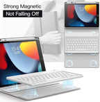 JETech Keyboard Case for iPad 10.2-Inch (2021/2020/2019 Model, 9th/8th/7th Generation) with Pencil Holder, Magnetic Detachable Bluetooth Wireless Keyboard, Soft TPU Back Stand Cover (Silver)