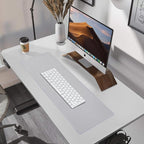 ALOANES Silvery Waterproof Desk Mat, Large Mouse Pad with Extended Mouse Mat, with Anti Slip Base, Stitched Edge, Grain Jacquard Surface, Perfect for Gamer, Office & Home, 3XL(15.74''x35.43''x0.12'')