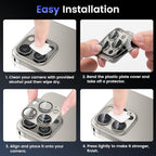 Tensea for iPhone 16 Pro/iPhone 16 Pro Max/iPhone 15 Pro/iPhone 15 Pro Max Camera Lens Protector, Metal Aluminum Alloy Tempered Glass Cover Camera Screen Protector Accessories, Case Friendly