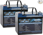 WEIZE 12V 36Ah LiFePO4 Lithium Battery, Grade A Cells Built in BMS Low Temperature Protection Deep Cycle Battery, 2000+ Life Cycles, Perfect for Marine, Kids Scooters, Power Wheels (2 Packs)