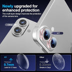 X-it 2 Pack Camera Lens Protector, Shatterproof Anti-Scratch Ultra HD Mechanical Gear Camera Protector, Anti-Glare 9H Tempered Glass Lens Protector for iPhone 16/iPhone 16 Plus,Case Friendly,SilverRed