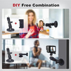Magnetic Camera Mount for Action Camera, 12 Strong Magnet Base with 360 Rotation Ball Head- Quick Car Holder Attachment for DJl Action 5 Pro 4 Osm0 Pocket 3 GoPrO Max her0 13 12 lnsta36o X5 X4,JC030