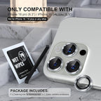Choiche Compatible for iPhone 16 Pro/iPhone 16 Pro Max Camera Lens Protector, 9H Tempered Glass Camera Cover Screen Protector Metal Ring Decoration Accessories (Silver)