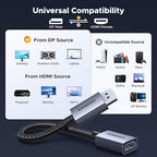 UGREEN 2 Pack 4K DisplayPort to HDMI Adapter, Unidirectional DP 1.2 PC to HDMI 1.4 Converter Braided Cable Male to Female for Desktop, Projector, Monitor, Compatible with AMD, NVIDIA, Passive, 0.66FT